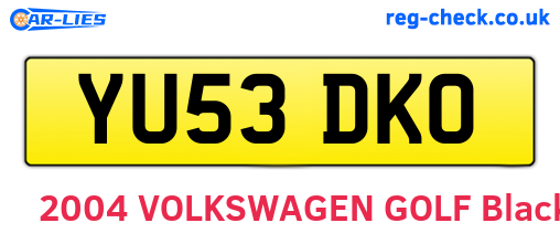 YU53DKO are the vehicle registration plates.