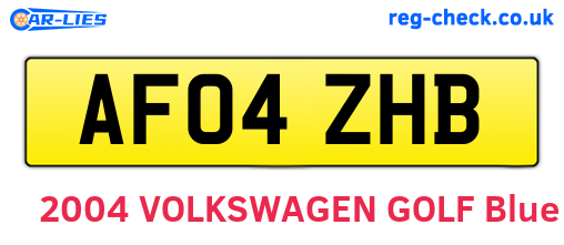 AF04ZHB are the vehicle registration plates.