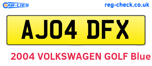 AJ04DFX are the vehicle registration plates.