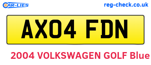 AX04FDN are the vehicle registration plates.