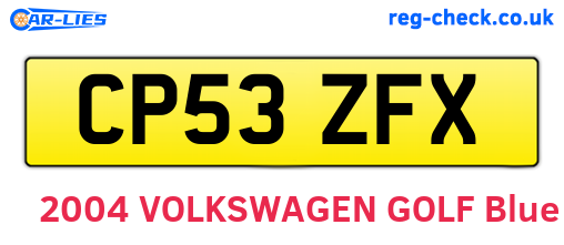 CP53ZFX are the vehicle registration plates.
