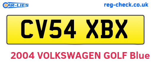 CV54XBX are the vehicle registration plates.