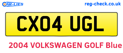 CX04UGL are the vehicle registration plates.
