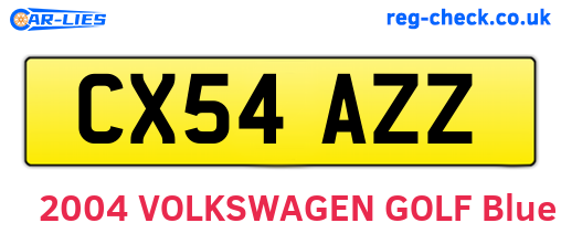 CX54AZZ are the vehicle registration plates.