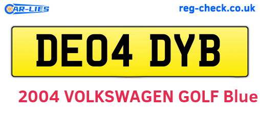 DE04DYB are the vehicle registration plates.