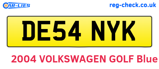 DE54NYK are the vehicle registration plates.