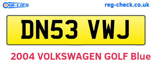 DN53VWJ are the vehicle registration plates.