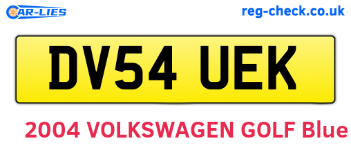 DV54UEK are the vehicle registration plates.