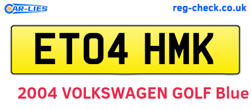 ET04HMK are the vehicle registration plates.