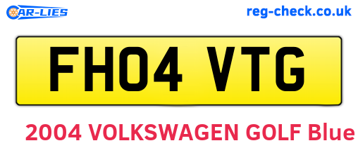 FH04VTG are the vehicle registration plates.