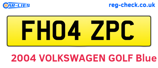 FH04ZPC are the vehicle registration plates.
