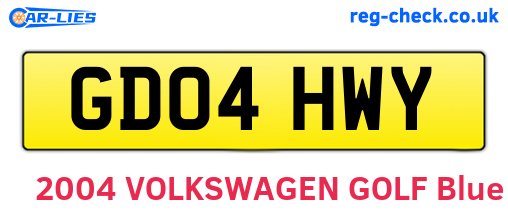 GD04HWY are the vehicle registration plates.