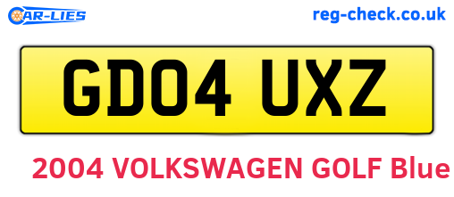 GD04UXZ are the vehicle registration plates.