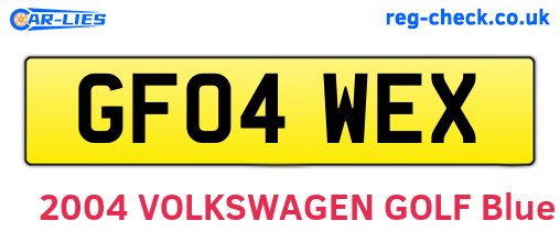 GF04WEX are the vehicle registration plates.