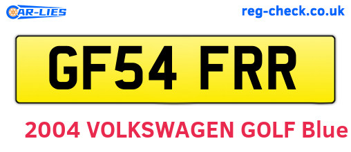 GF54FRR are the vehicle registration plates.