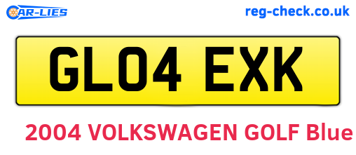 GL04EXK are the vehicle registration plates.