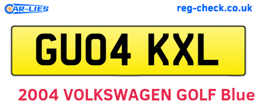 GU04KXL are the vehicle registration plates.