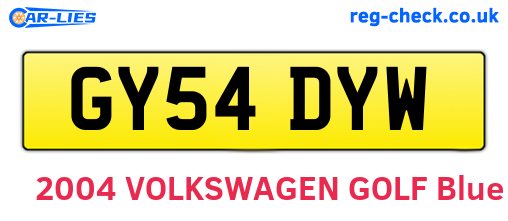 GY54DYW are the vehicle registration plates.