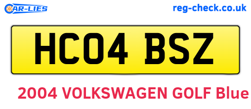HC04BSZ are the vehicle registration plates.