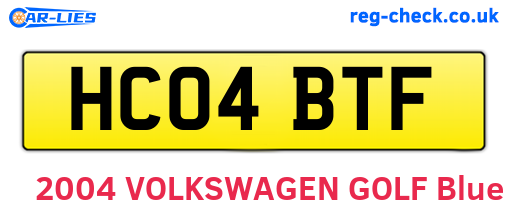 HC04BTF are the vehicle registration plates.