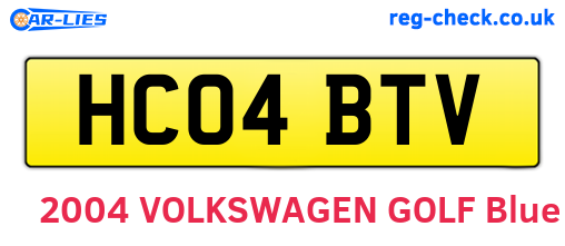 HC04BTV are the vehicle registration plates.
