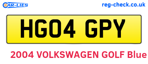 HG04GPY are the vehicle registration plates.