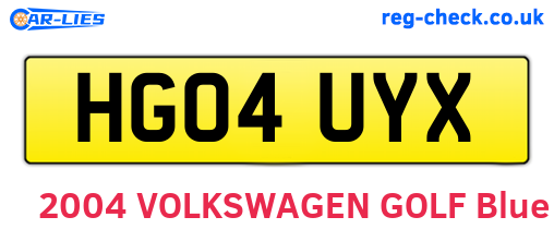 HG04UYX are the vehicle registration plates.
