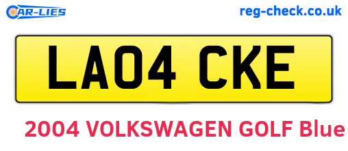 LA04CKE are the vehicle registration plates.