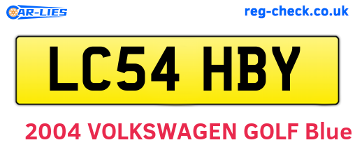 LC54HBY are the vehicle registration plates.