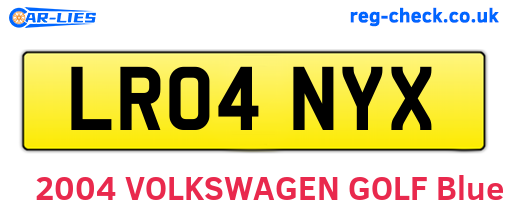 LR04NYX are the vehicle registration plates.