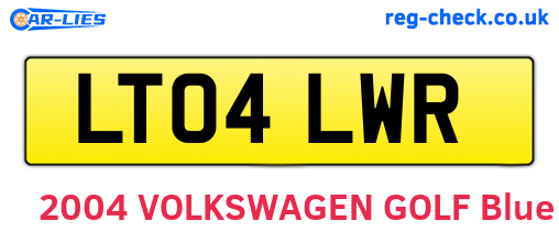 LT04LWR are the vehicle registration plates.