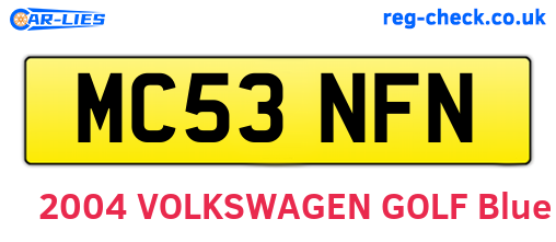 MC53NFN are the vehicle registration plates.