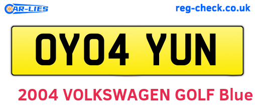 OY04YUN are the vehicle registration plates.