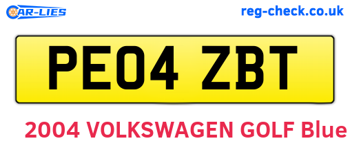 PE04ZBT are the vehicle registration plates.