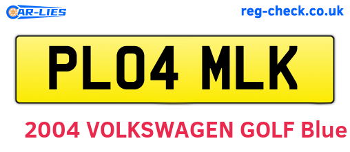 PL04MLK are the vehicle registration plates.