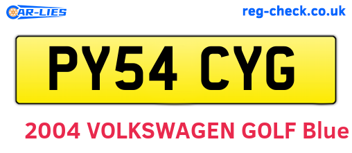 PY54CYG are the vehicle registration plates.