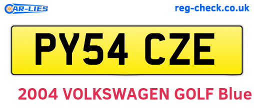 PY54CZE are the vehicle registration plates.