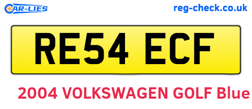 RE54ECF are the vehicle registration plates.