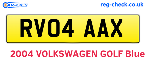 RV04AAX are the vehicle registration plates.
