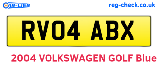 RV04ABX are the vehicle registration plates.