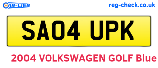 SA04UPK are the vehicle registration plates.