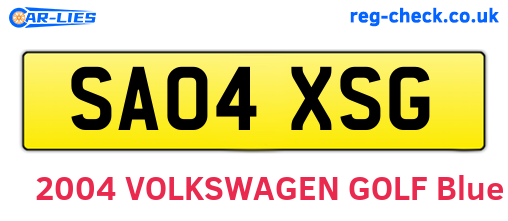 SA04XSG are the vehicle registration plates.