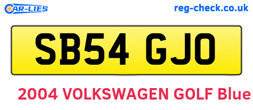 SB54GJO are the vehicle registration plates.