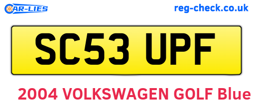 SC53UPF are the vehicle registration plates.