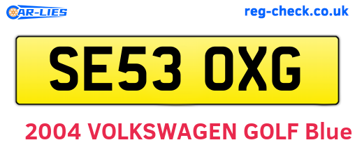 SE53OXG are the vehicle registration plates.