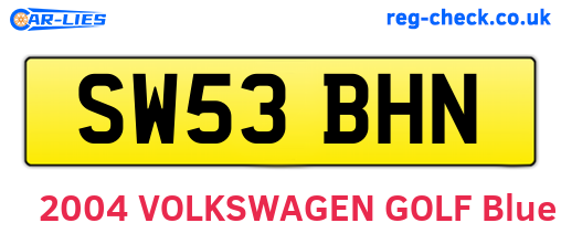 SW53BHN are the vehicle registration plates.