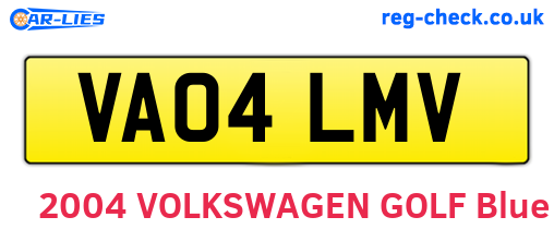 VA04LMV are the vehicle registration plates.