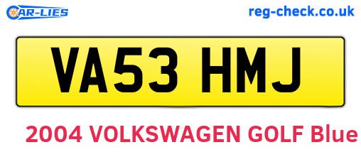 VA53HMJ are the vehicle registration plates.