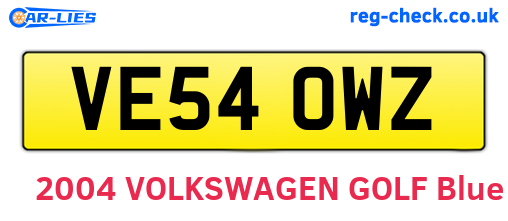 VE54OWZ are the vehicle registration plates.