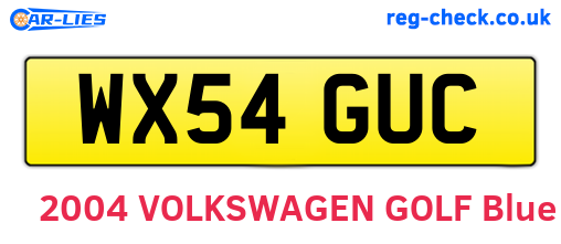 WX54GUC are the vehicle registration plates.